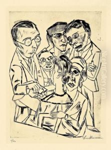 "der Zeichner In Gesellschaft" by Max Beckmann