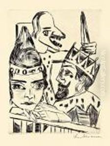 "konig Jerum Und Seine Frau, Die
Prinzessin Ursula Von Barwalde, Bei Dem Bosen Hellseher Pumpelino
Holzebocke" by Max Beckmann