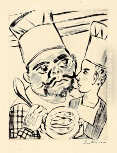 "konig Jerums Sohn Ursulus Als Kuchenlehrling In Der Kuche Seines Vaters" by Max Beckmann