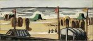 "grauer Strand" by Max Beckmann