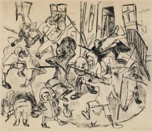 Spielende Kinder, Breitformat by Max Beckmann