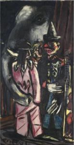 Elefant Und Clown Im Stall (elephant And Clown In The Stable) by Max Beckmann