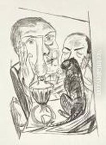 "selbstbildnis Mit Katze Und Lampe" by Max Beckmann
