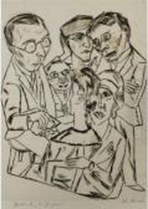 Der Zeichner In Gesellschaft (h. 230); & Bildnis Reinhard Piper (h. 183) by Max Beckmann