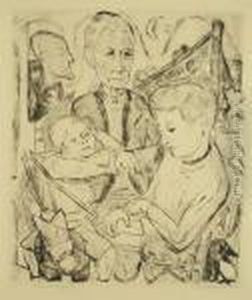 Familienszene. Blatt 2 Der Folge <gesichter> by Max Beckmann