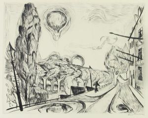 Landschaft Mit Ballon. Blatt 14 Der Folge <gesichter> by Max Beckmann
