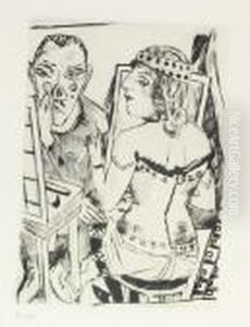 Garderobe. - Hinter Den
Kulissen. - Schlangendame. Blatt 2, 3 Und 10 Der Folge <jahrmarkt>. by Max Beckmann