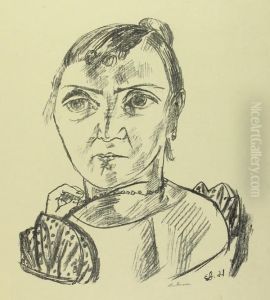 Weiblicher Kopf Nach Hinten Gedreht. Bildnis Fridel Battenberg. by Max Beckmann
