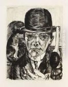Selbstbildnis Mit Steifem Hut by Max Beckmann