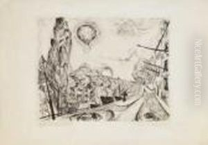 Landschaft Mit Ballon by Max Beckmann
