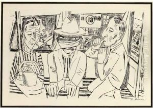 In The Tram by Max Beckmann