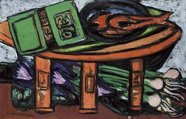 Stilleben Mit Grunem Buch Und Rettichen - view 1