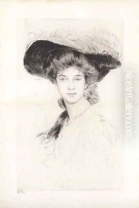 Femme au Chapeau et Collier de Perles by Paul Cesar Helleu