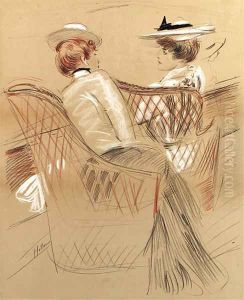 Madame Helleu abord le yacht Etoile by Paul Cesar Helleu