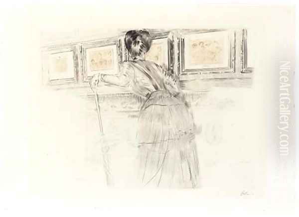 Madame Helleu devant les Watteau du Louvre - view 1