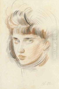 Portrait of the artist's daughter Ellen, age 10-12. by Paul Cesar Helleu
