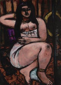 Liegender Akt In Starker Verkurzung (reclining Nude Sharply Foreshortened) by Max Beckmann