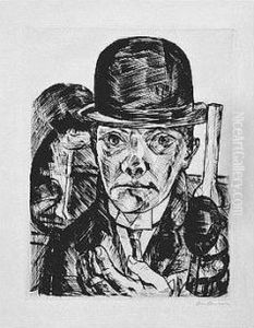 Selstbildnis Mit Steifem Hut by Max Beckmann
