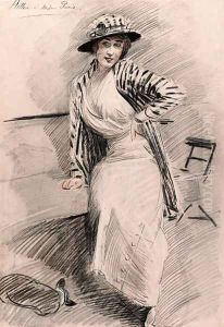 Madame Paris assise sur une banquette by Paul Cesar Helleu