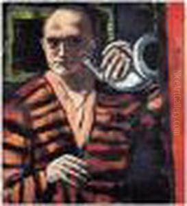 Selbstbildnis Mit Horn by Max Beckmann