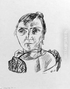 Weiblicher Kopf Nach Hinten Gedreht (bildnis Fridelbattenberg) by Max Beckmann