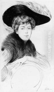 Portrait de Jeune Femme au Chapeau by Paul Cesar Helleu