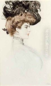 Femme au Chapeau a Plumes by Paul Cesar Helleu