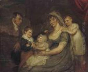 Portrait Of A Family Before A Red Curtain