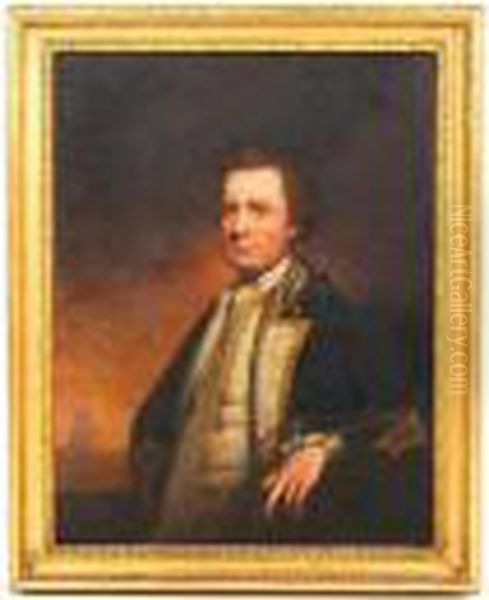 A Portrait Of A Naval Captain, In Uniform,waist Length, A Vessel In The Distance - view 1