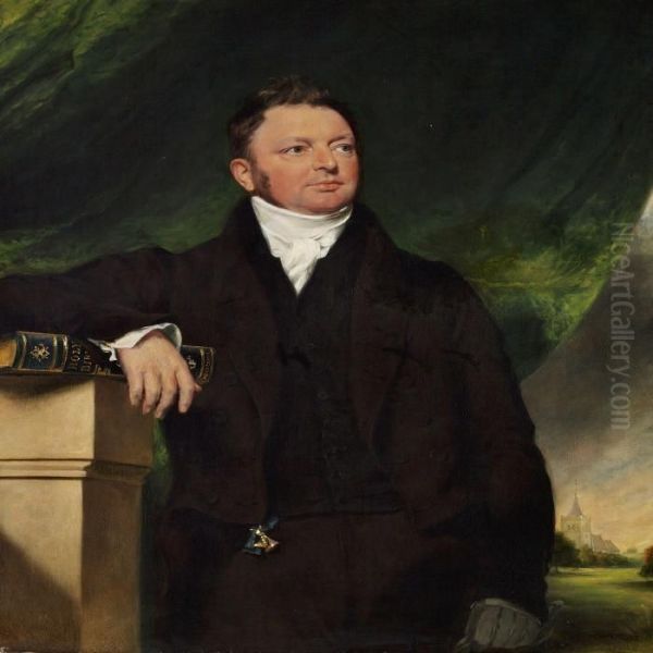 Portrait Of A Gentleman In A Black Jacket With One Hand Restingon The Bible - view 1