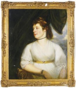 Portrait Of Lady Sybella Furnour, Half-length, In A White Dress by Sir William Beechey