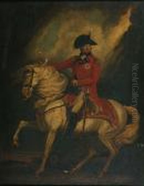 George Iii Receivingthe 10th Hussars, Portrait On Horseback - view 1