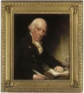 Portrait Of Warren Hastings, 
Seated At A Writing Table With Hisleft Hand On A Letter Signed With His 
Name