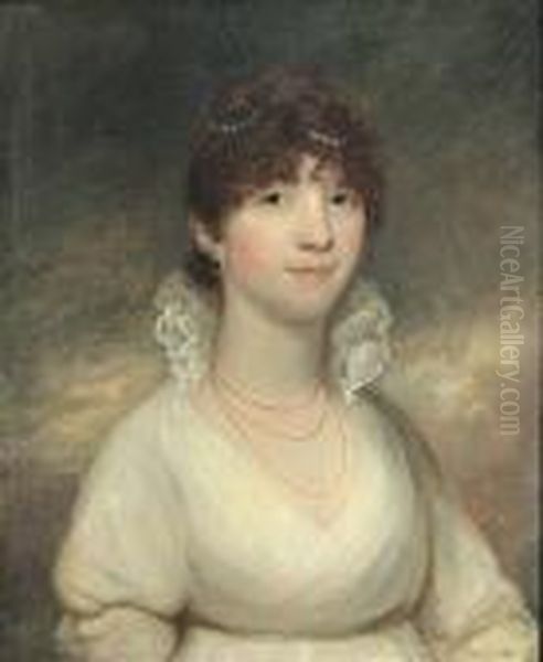 A Portrait Of A Lady In A White Dress, Said To Be Lady Stanhope - view 1