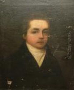 Ra -- Portrait Of A Young
Gentleman Half-length, Wearing A Dark Coat And White Neck Scarf by Sir William Beechey