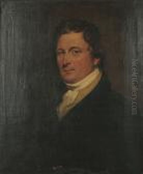 Portrait Of A Gentleman, Said To
Be Charles Warren, Bust-length, In A Dark Blue Coat With A White Cravat - view 1