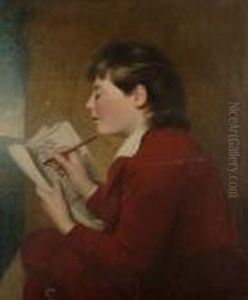 Portrait Of A Young Boy Sketching by Sir William Beechey