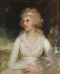 Portrait Of A Lady, Said To Be
Mrs Daniel Raymond Barker, Half-length, In A White Dress With A Lace
Collar by Sir William Beechey