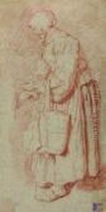 Femme En Pied Tenant Un Cabas by Cornelis (Pietersz.) Bega