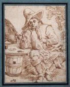 Study Of A Figure Smoking A Clay Pipe by Cornelis (Pietersz.) Bega