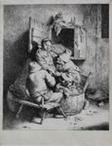 Ein Mann Umarmt Die Junge Wirtin by Cornelis (Pietersz.) Bega