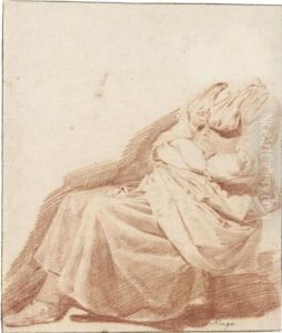 Study Of A Woman, Seated In Profile To The Left With Her Hands Folded by Cornelis (Pietersz.) Bega
