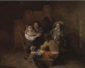 Peasants In An Interior by Cornelis (Pietersz.) Bega