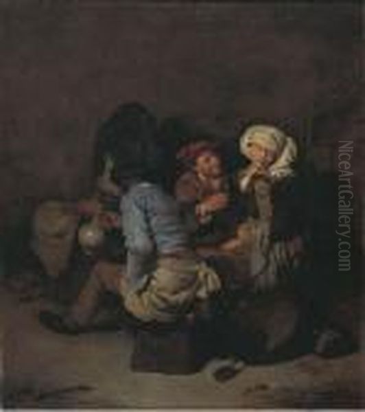 A Peasant Woman Seduced By A Man In An Interior - view 1