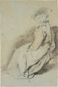 Study Of A Seated Woman, Seen From The Side by Cornelis (Pietersz.) Bega