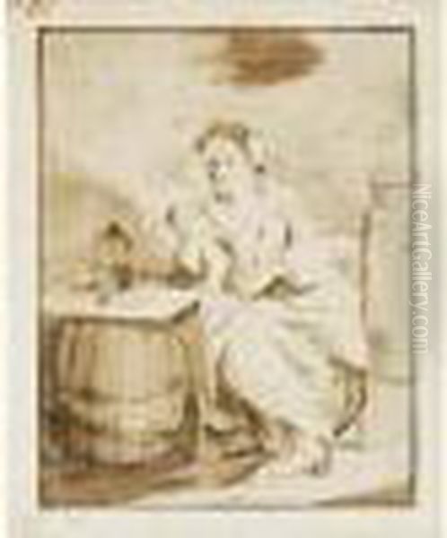 Deux Etudes De Personnages : Femme Fumant La Pipe 
Homme A La Cape - view 1