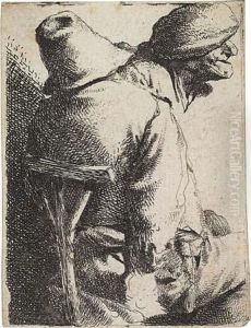 A Seated Peasant And His Wife by Cornelis (Pietersz.) Bega