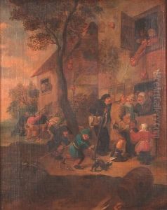 Beggars At A Cottage Door by Cornelis (Pietersz.) Bega