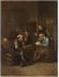 Peasants Smoking And Drinking In An Inn by Cornelis (Pietersz.) Bega