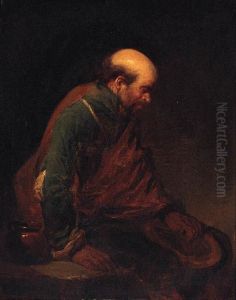 An Old Man Leaning Against A Table by Cornelis (Pietersz.) Bega